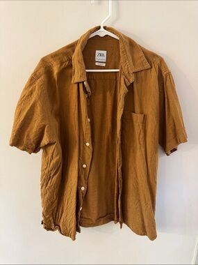 Zara Men's Short-Sleeve Button-Down Shirt